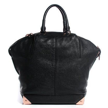 Alexander Wang Pebbled Calfskin Large Emile Black Rose Gold Hardware 1 of 10