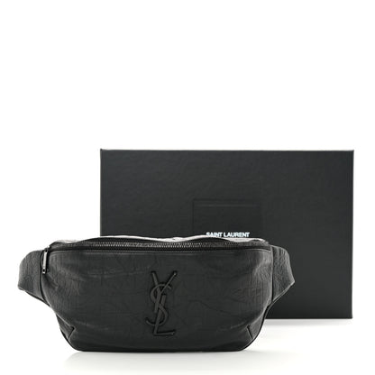 Saint Laurent Calfskin Crocodile Embossed Monogram Belt Bag Black 13 of 13