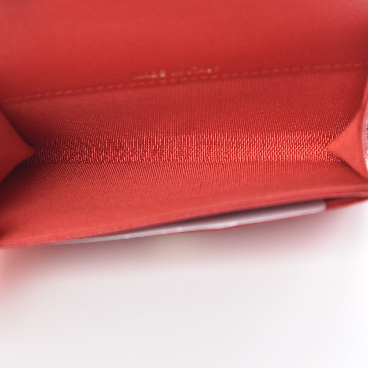 Chanel Shiny Goatskin Chevron Quilted Card Holder Wallet Red 5 of 10