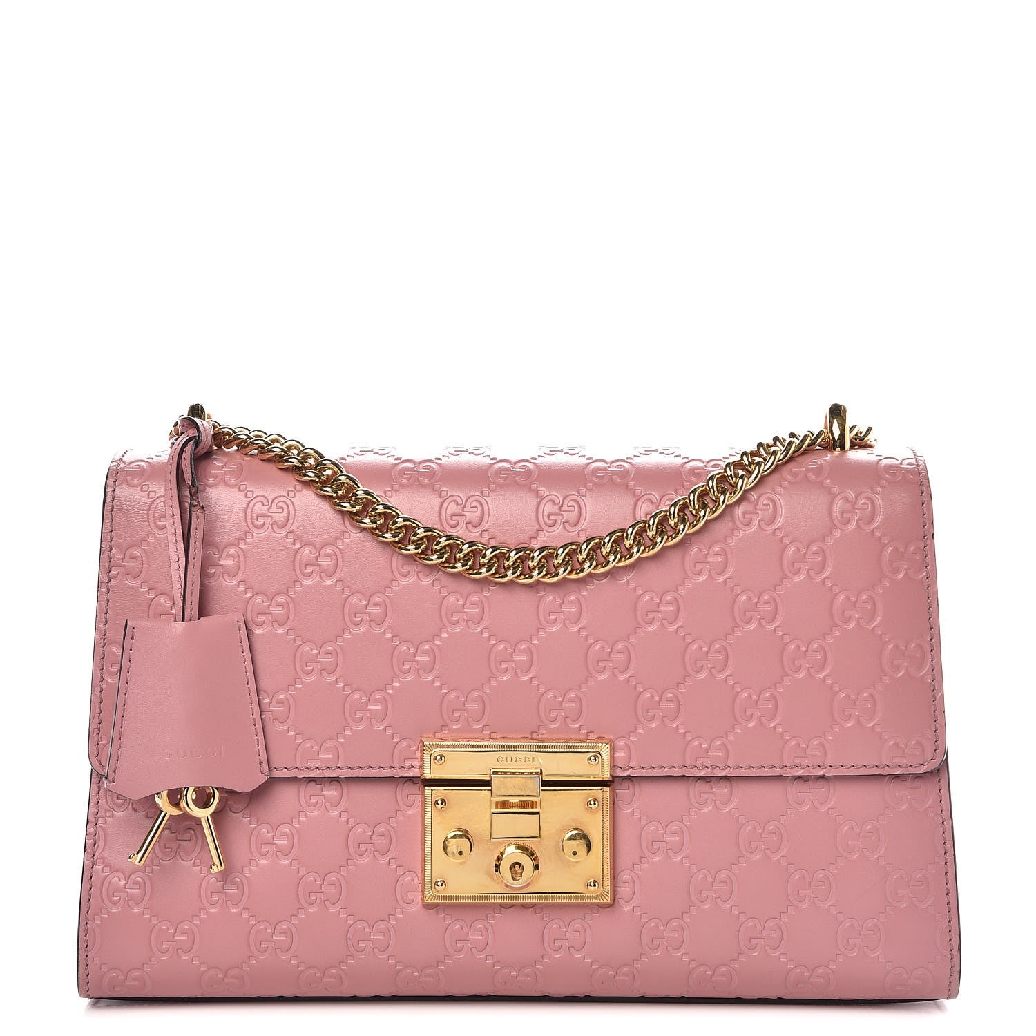 Gucci Guccissima Signature Medium Padlock Shoulder Bag Rose Baby Candy 1 of 12