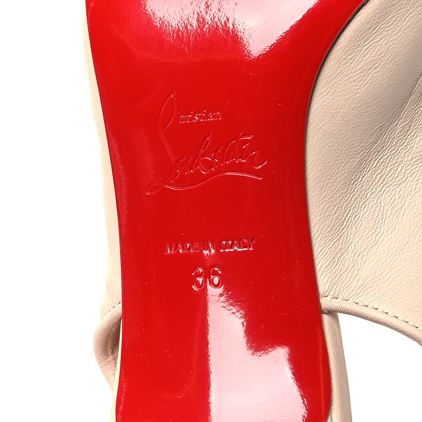 CHRISTIAN LOUBOUTIN Nappa Sporty Kate Slingback 55 Pumps 36 Leche