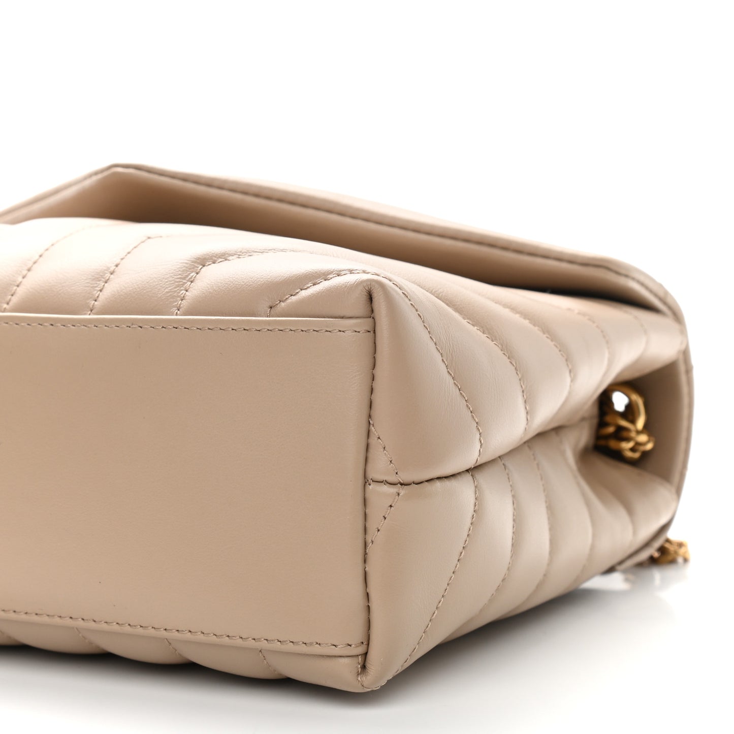 Calfskin Y Quilted Monogram Small Loulou Chain Satchel Dark Beige