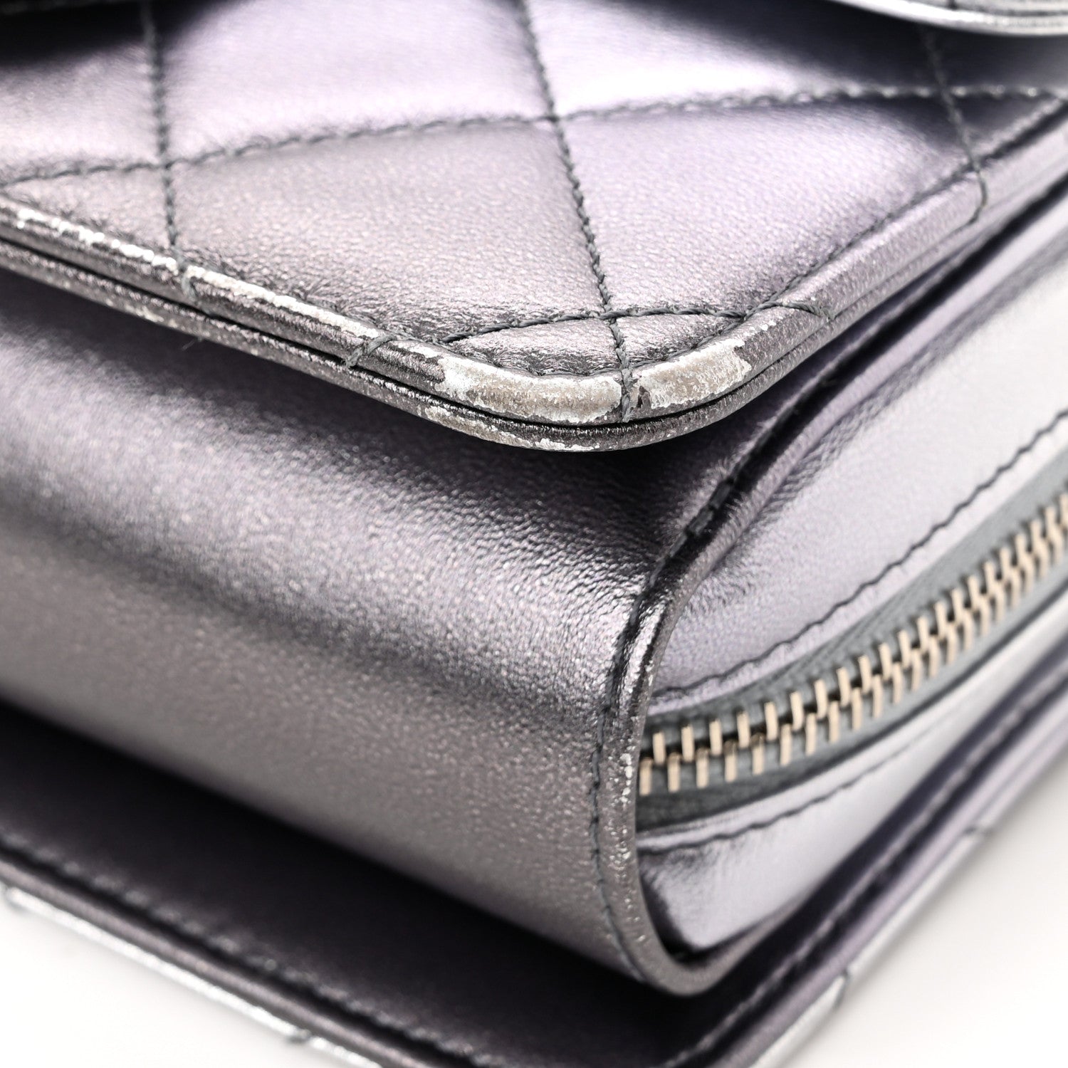 Chanel Metallic Lambskin Like A Wallet Flap Silvery Black 10 of 13