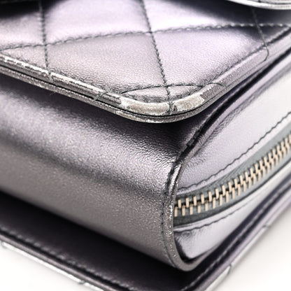 Chanel Metallic Lambskin Like A Wallet Flap Silvery Black 10 of 13
