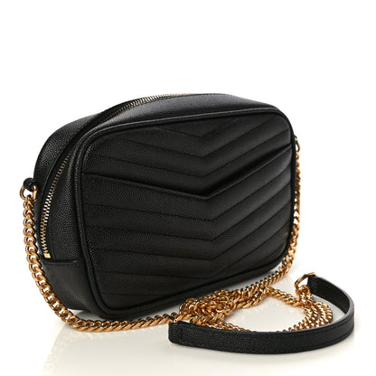Saint Laurent Grain De Poudre Matelasse Monogram Mini Lou Camera Bag Black 3 of 10