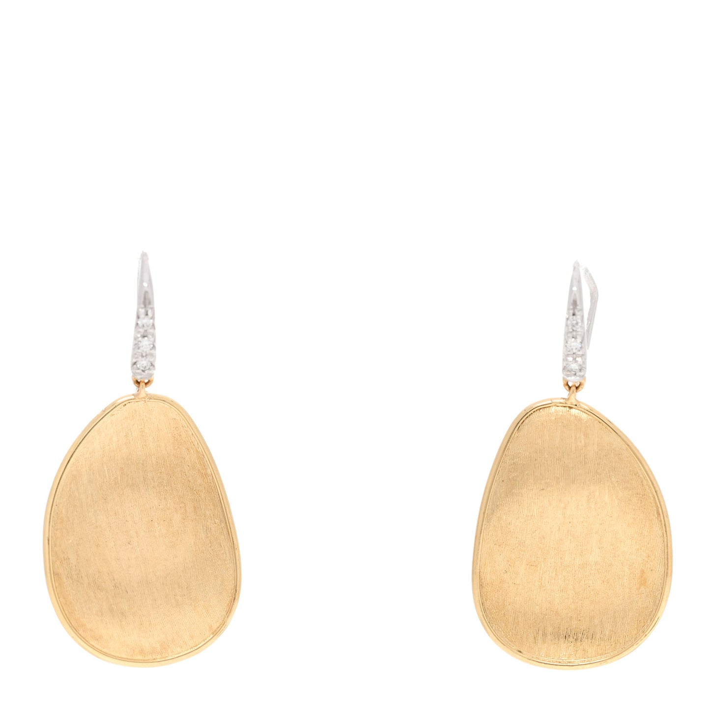18K Yellow White Gold Diamond Lunaria Drop Earrings