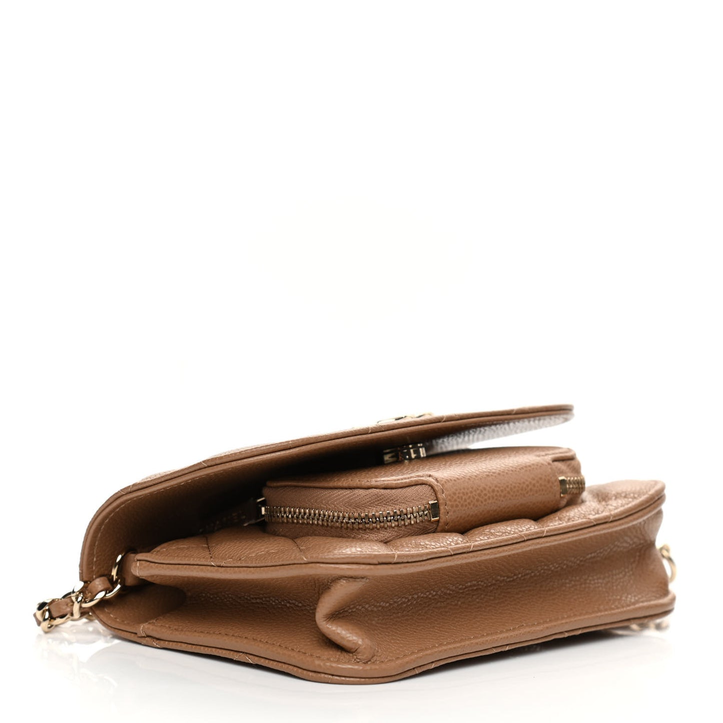 Caviar Quilted Small Business Affinity Flap Camel