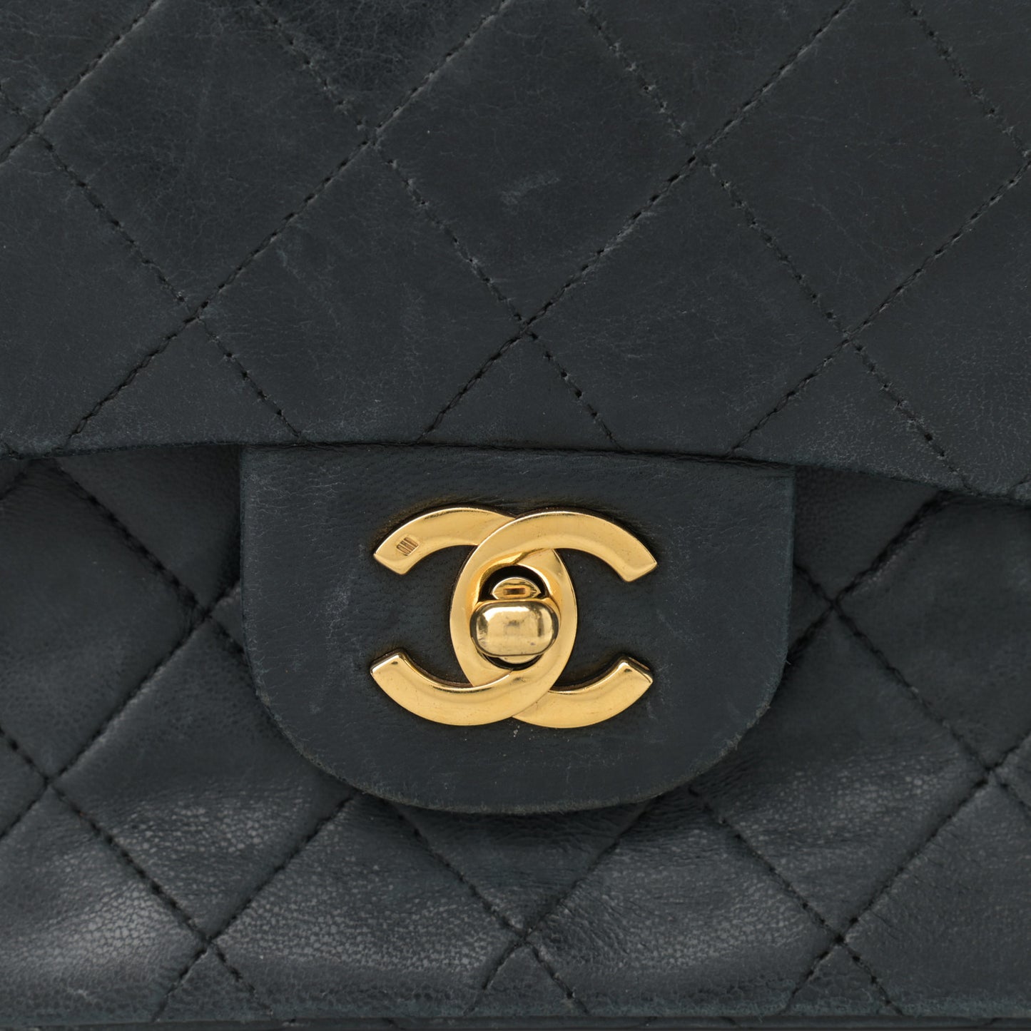 Lambskin Quilted Small Double Flap Black