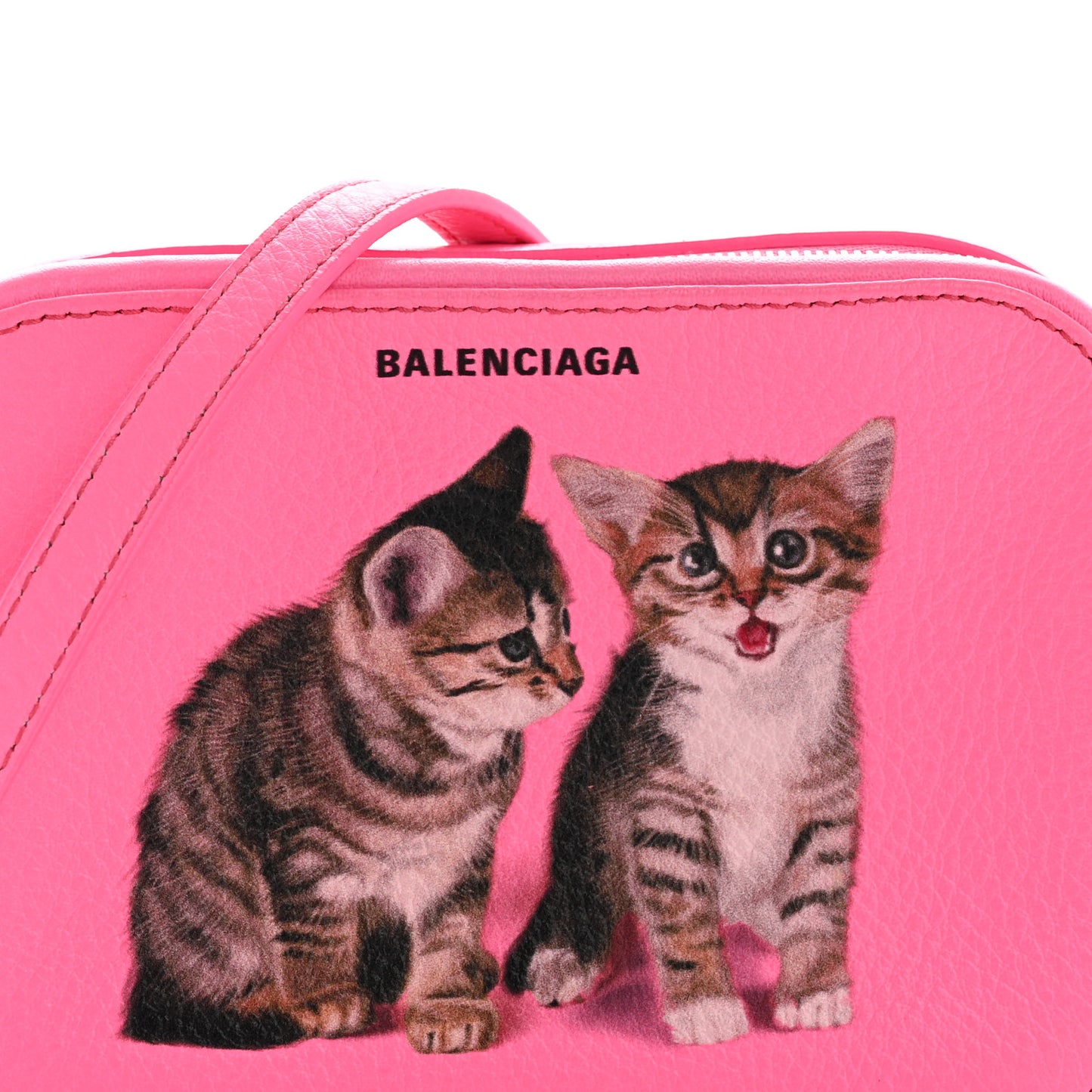 Calfskin Kittens Logo XS Everyday Camera Bag Acid Pink