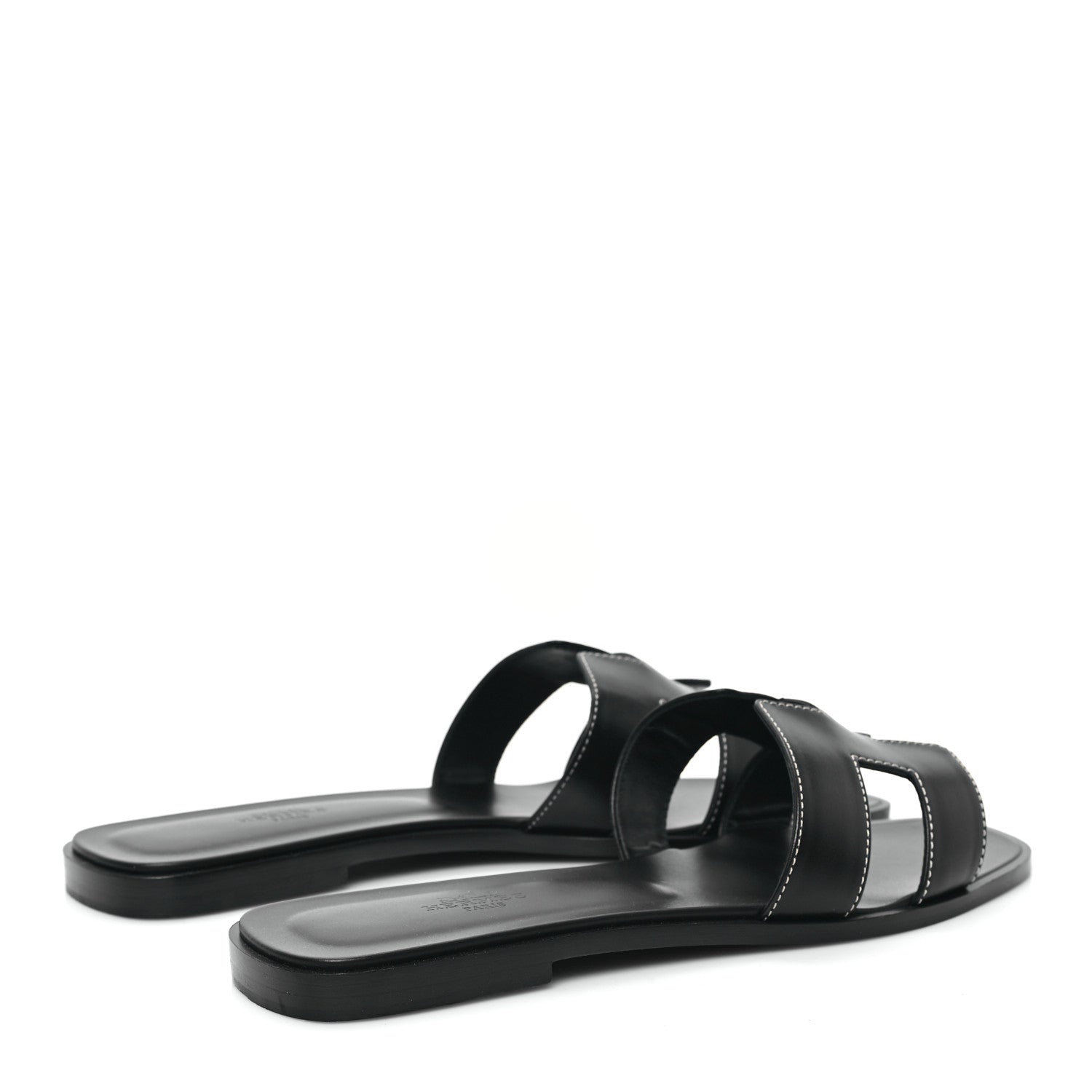 Hermes Box Calfskin Oran Sandals 40.5 Black 4 of 9