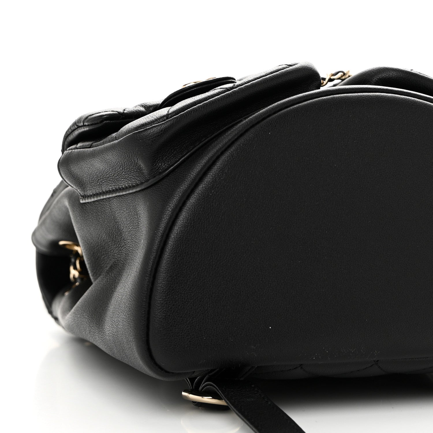 Chanel Calfskin Quilted Medium Duma Pockets Drawstring Backpack Black 9 of 10