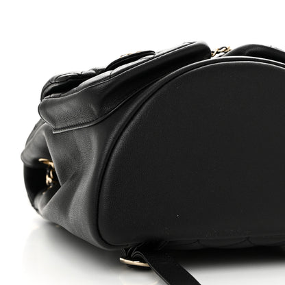 Chanel Calfskin Quilted Medium Duma Pockets Drawstring Backpack Black 9 of 10