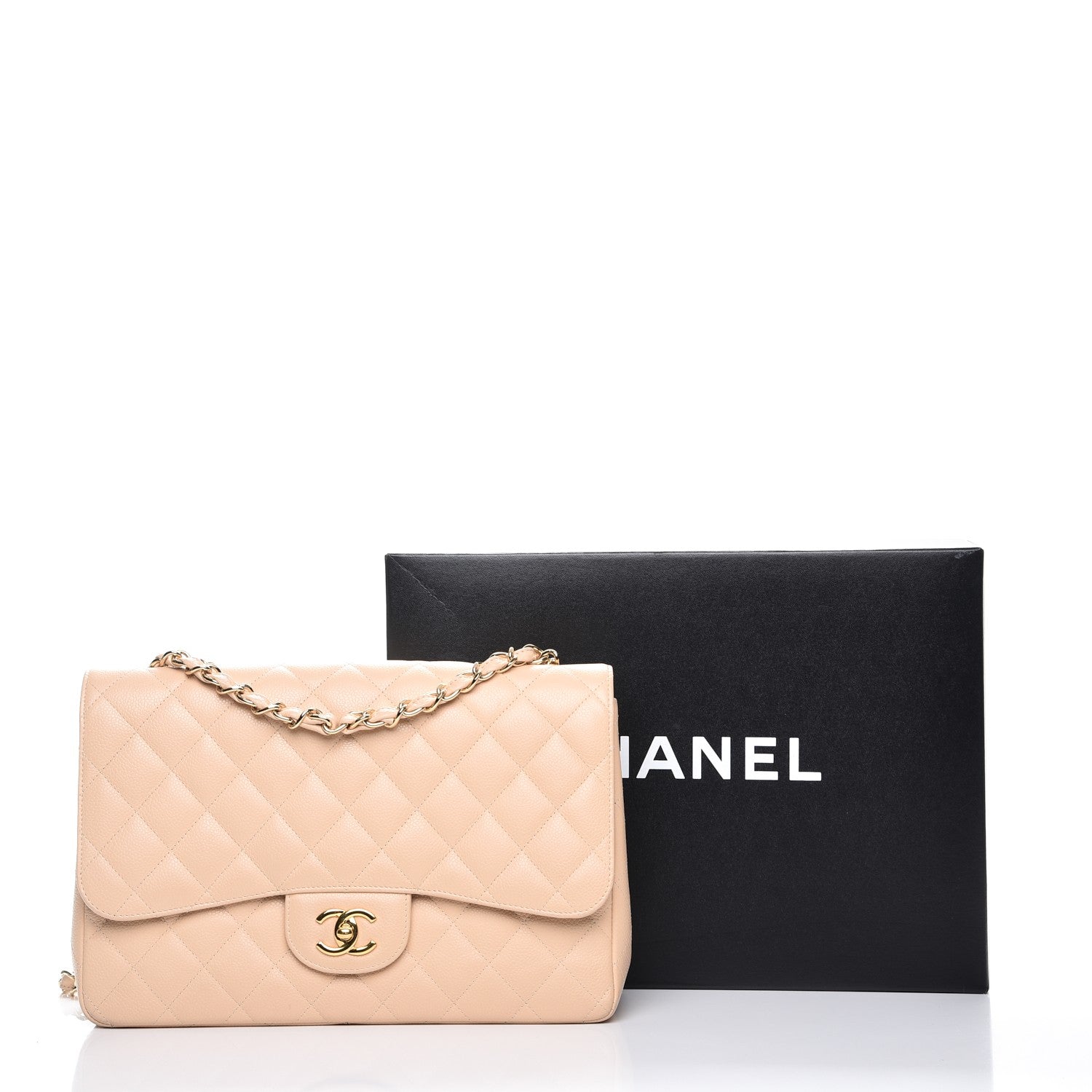 Chanel Caviar Quilted Jumbo Single Flap Beige Clair 10 of 10