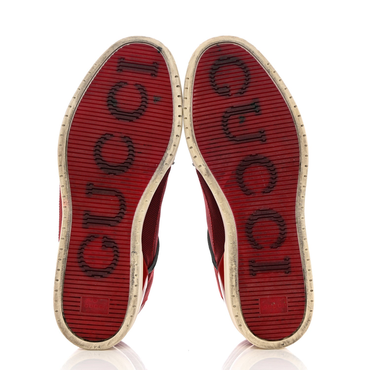 Gucci Baling Fabric Nappa Moorea Interlocking G Mens High Top Sneakers 9.5 Rosso Griggio 5 of 15