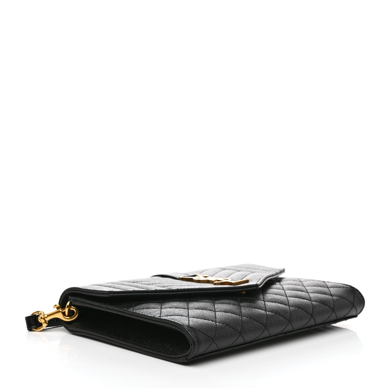Saint Laurent Grain De Poudre Textured Mixed Matelasse Triquilt Monogram Clutch Black 4 of 9