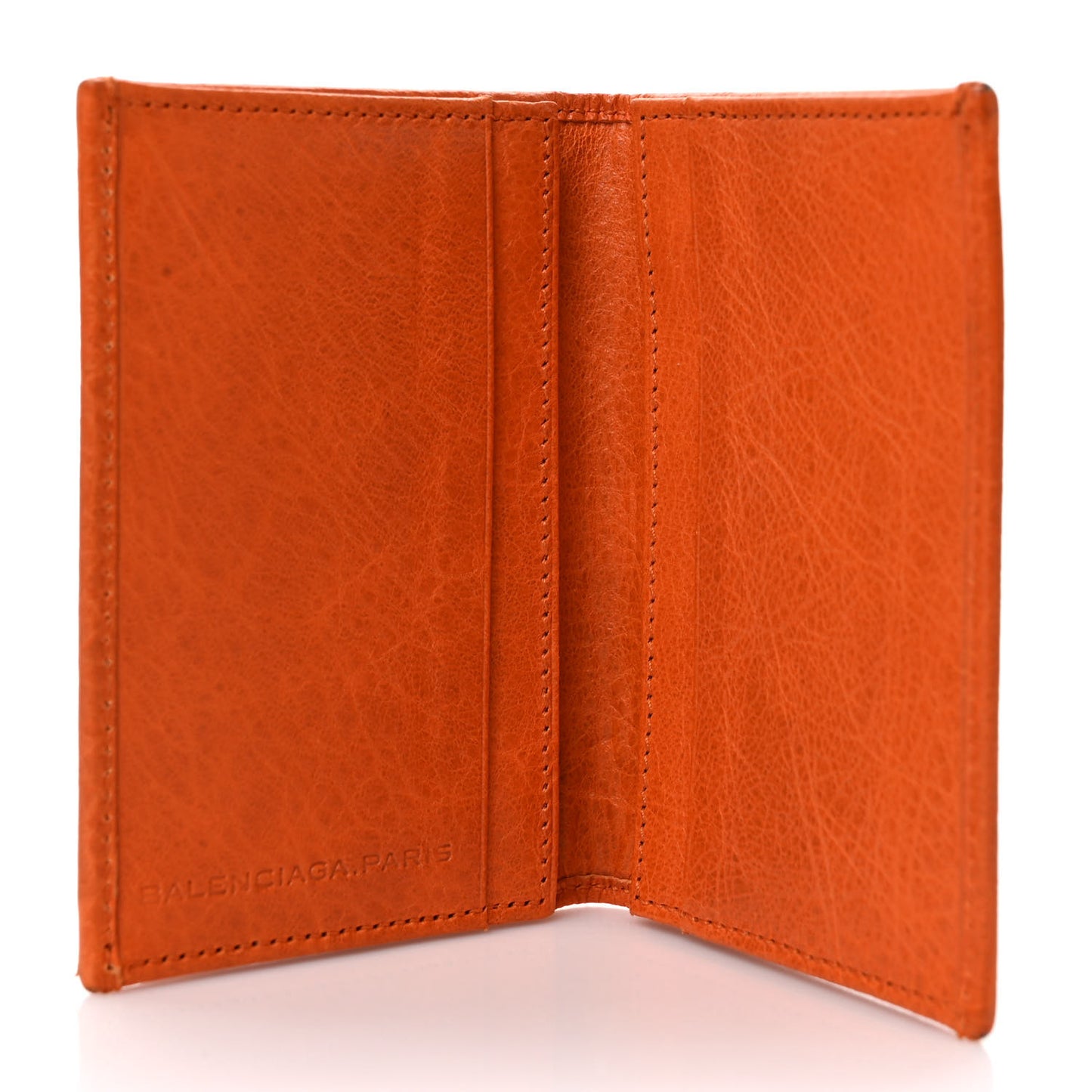 Agneau Giant 12 Gold Hardware Card Case Tangerine