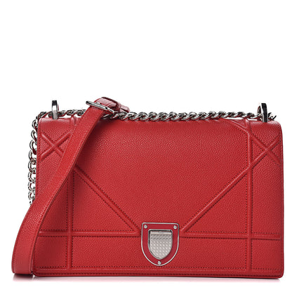 Christian Dior Grained Calfskin Medium Diorama Flap Bag Red 1 of 10