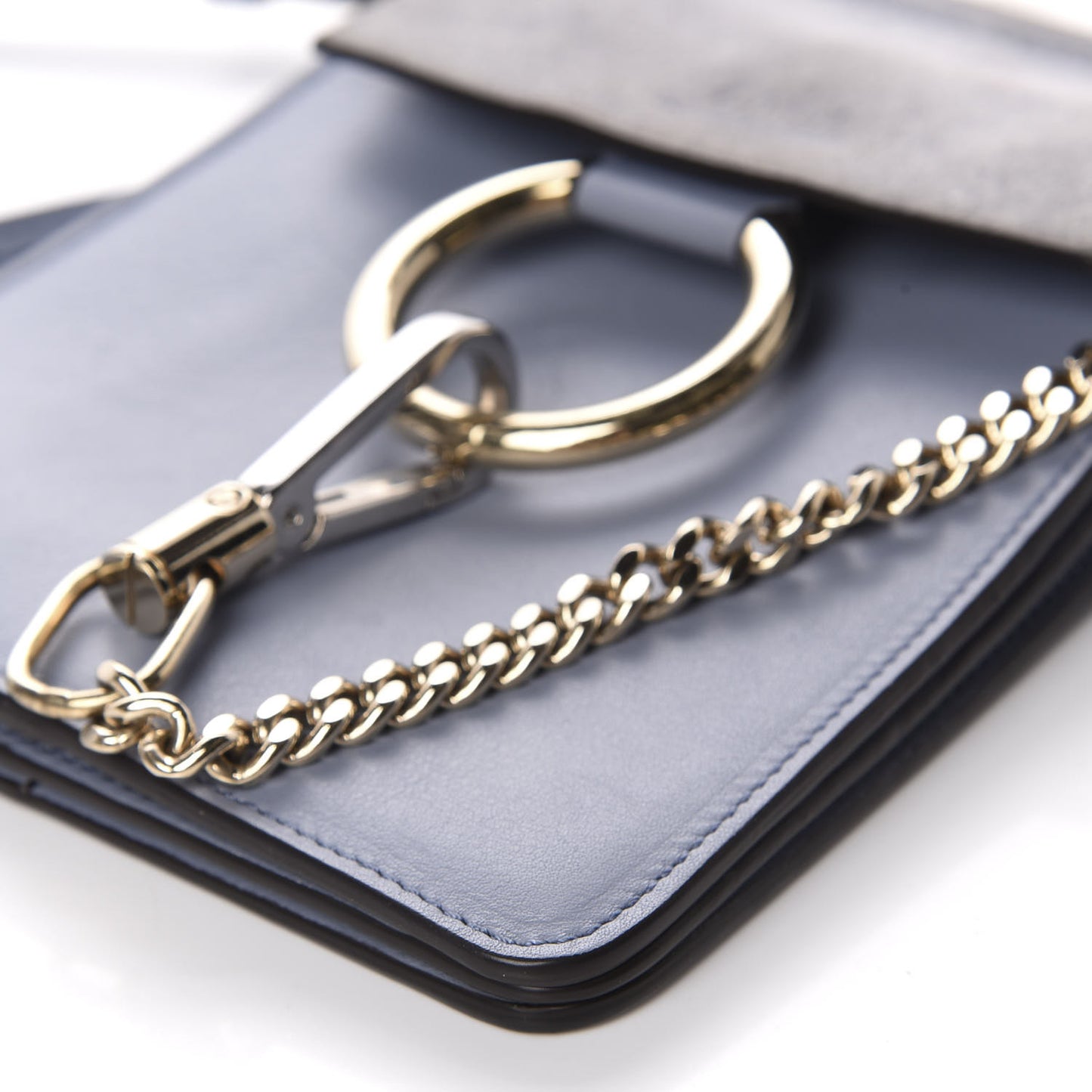 Suede Calfskin Mini Faye Bracelet Bag Washed Blue