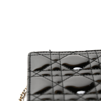 Christian Dior Patent Cannage Lady Dior Chain Wallet Black 9 of 11