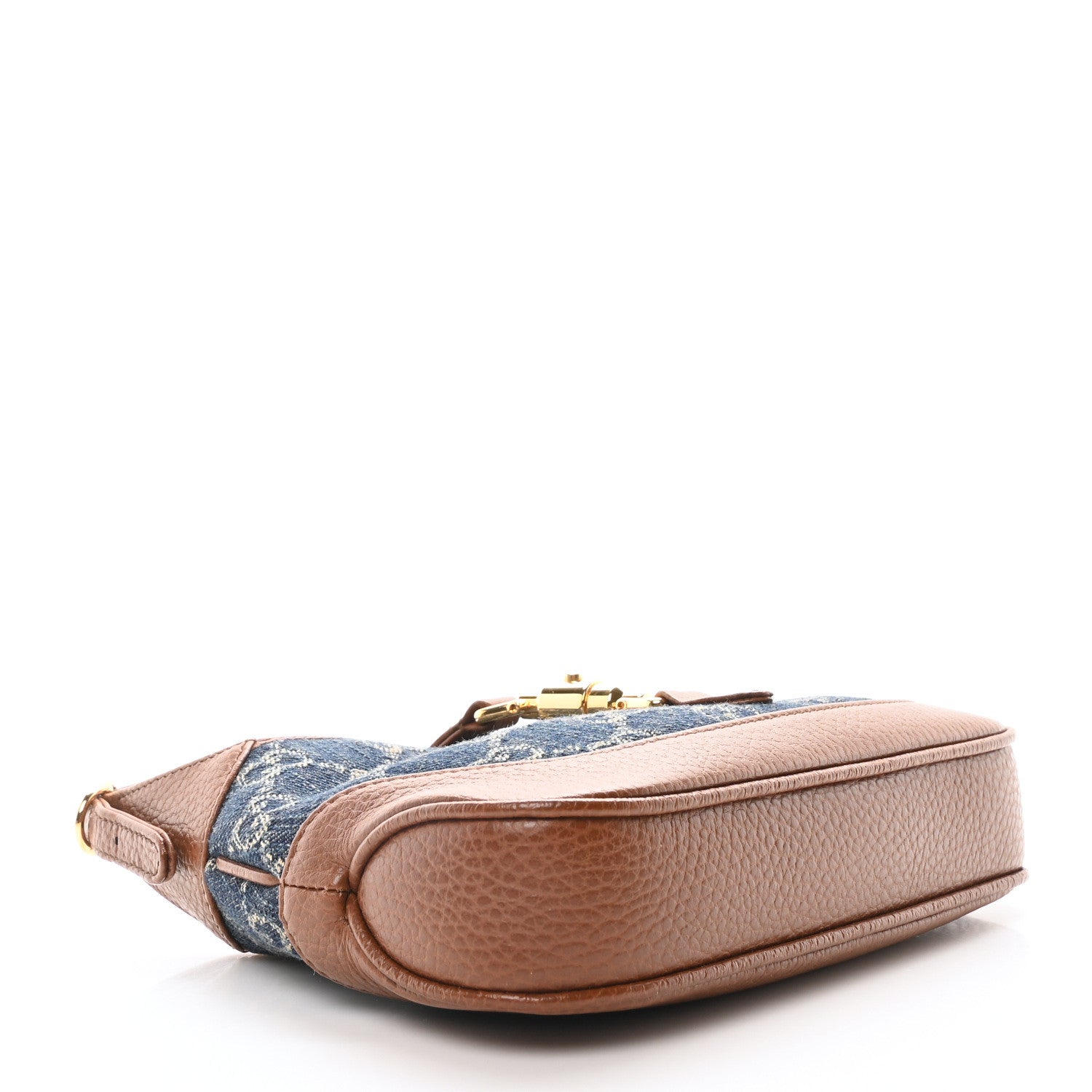 Gucci New Denim GG Monogram Calfskin Mini Jackie 1961 Hobo Blue Tea Cuir 4 of 10