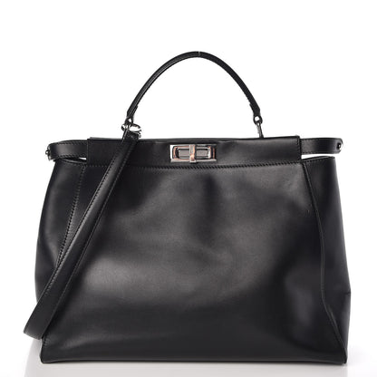 Fendi Vitello Morgan Python Crocodile Monster Eyes Large Peekaboo Iconic Satchel Black Girasole 3 of 9