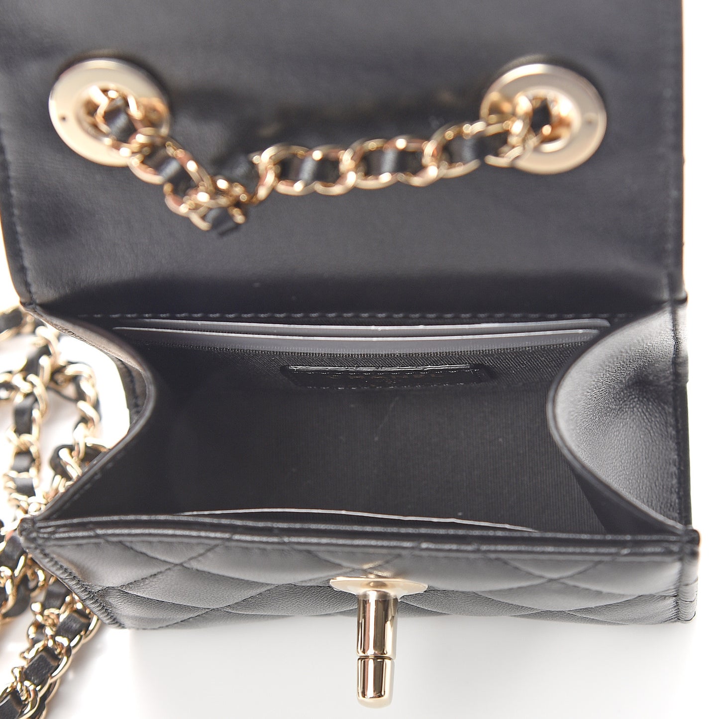 Lambskin Quilted Mini Trendy CC Chain Wallet Black