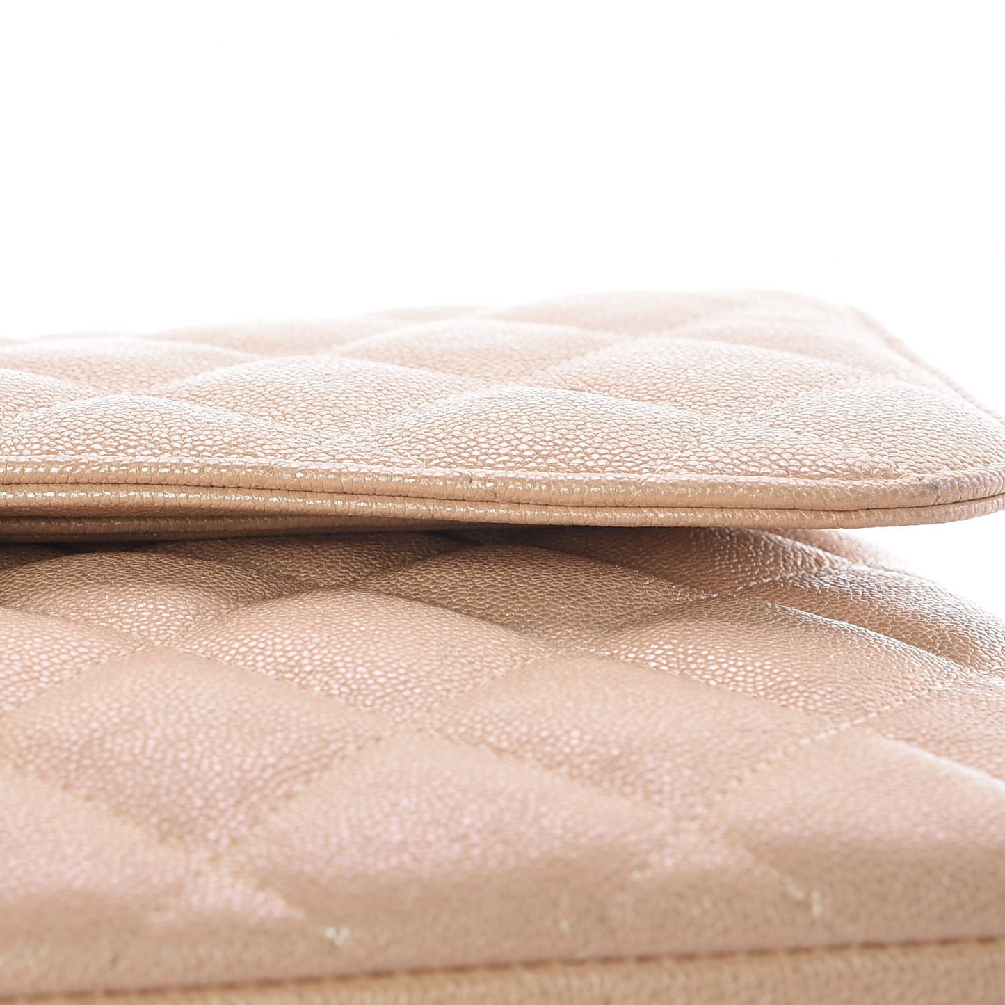 Iridescent Caviar Quilted Jumbo Double Flap Beige