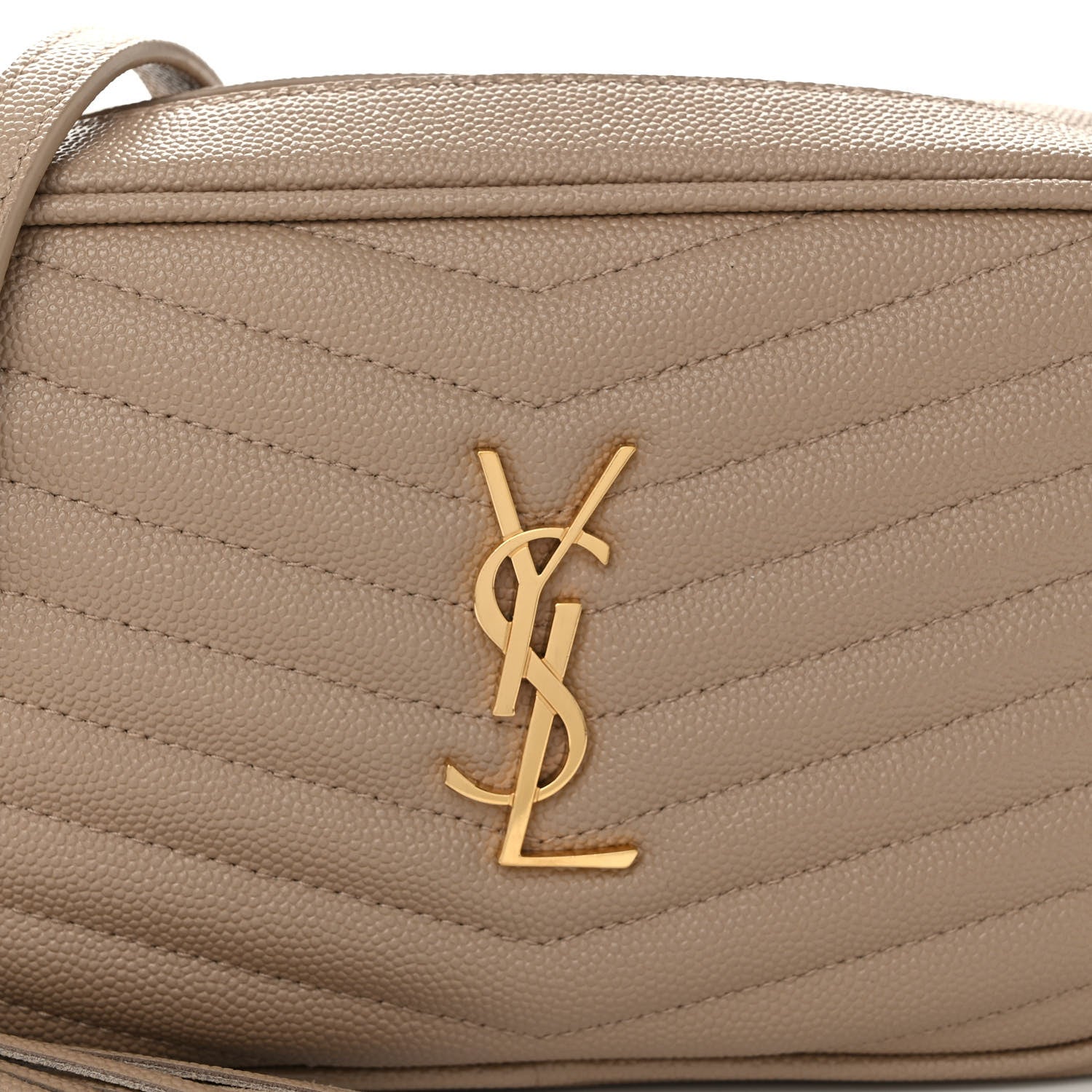Saint Laurent Grain De Poudre Matelasse Monogram Mini Lou Camera Bag Dark Beige 7 of 9