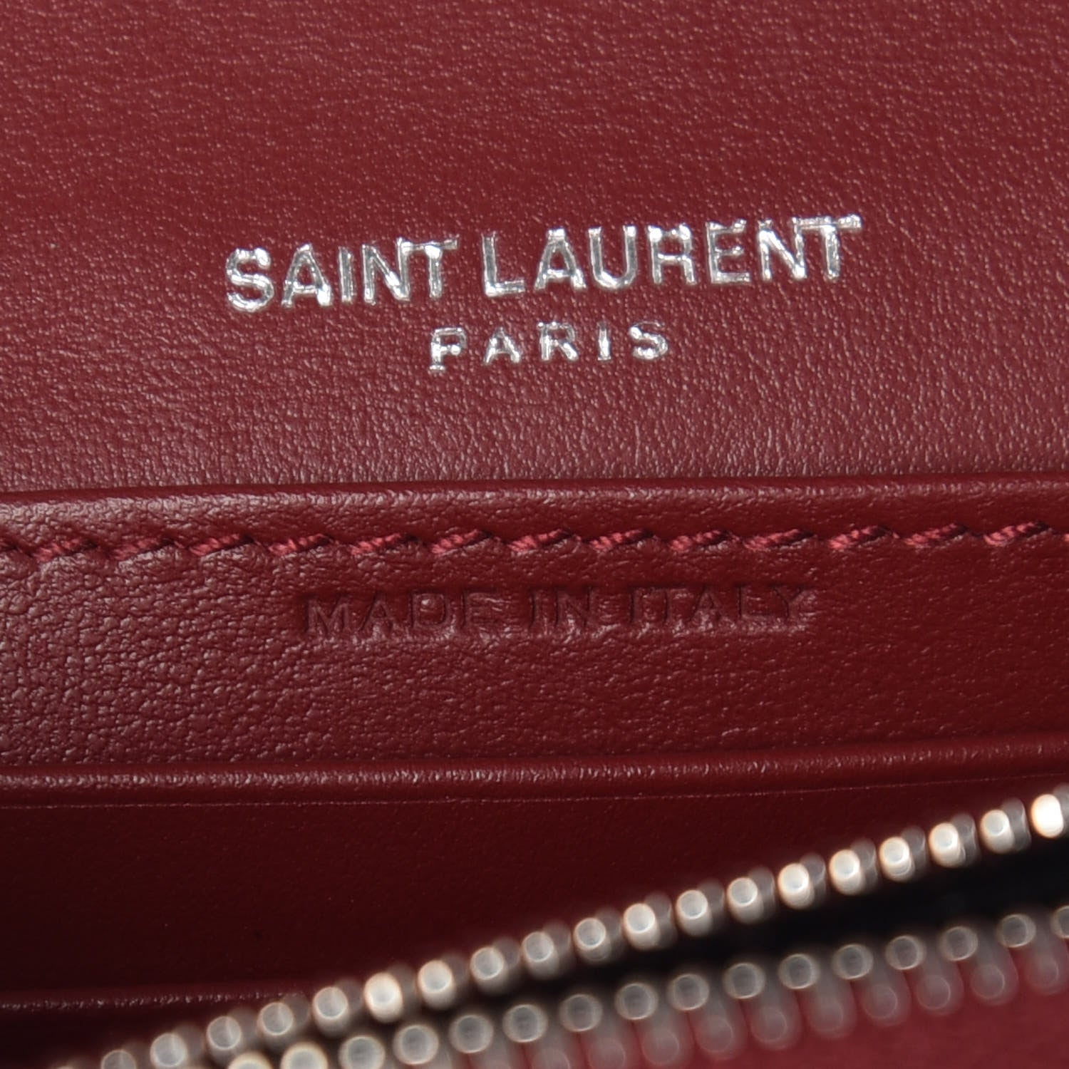 Saint Laurent Calfskin Crocodile Embossed Monogram Sunset Chain Wallet Palissandre 7 of 9