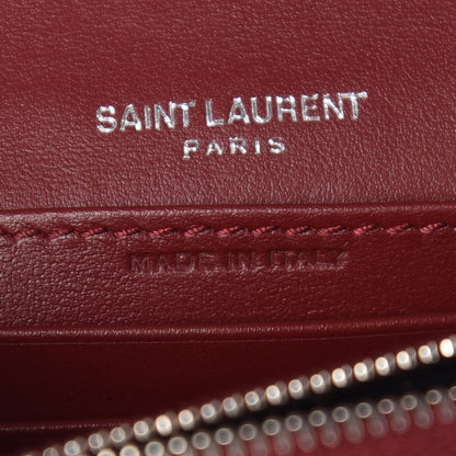 Saint Laurent Calfskin Crocodile Embossed Monogram Sunset Chain Wallet Palissandre 7 of 9