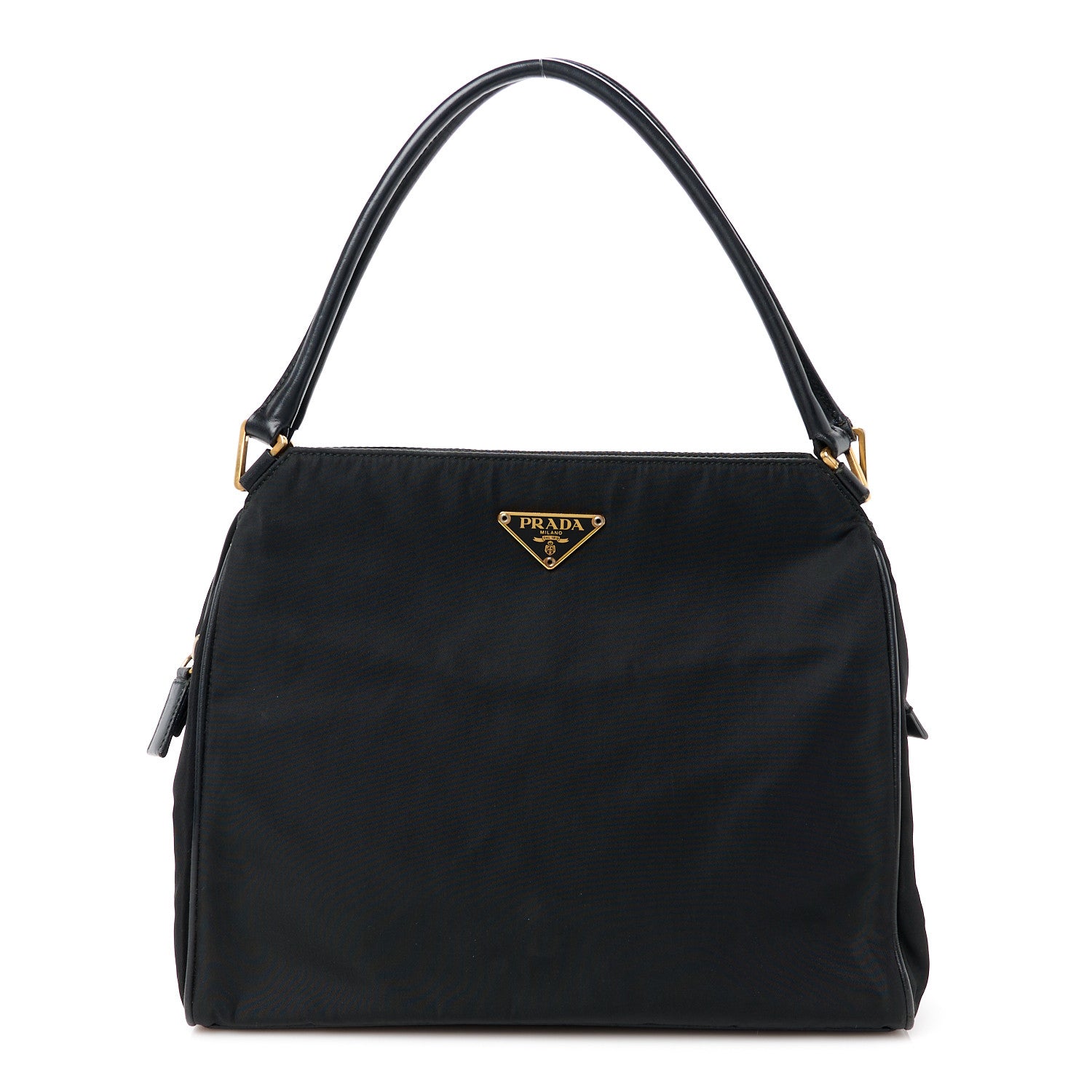 Prada Tessuto Nylon Soft Calfskin Shoulder Bag Black 1 of 11