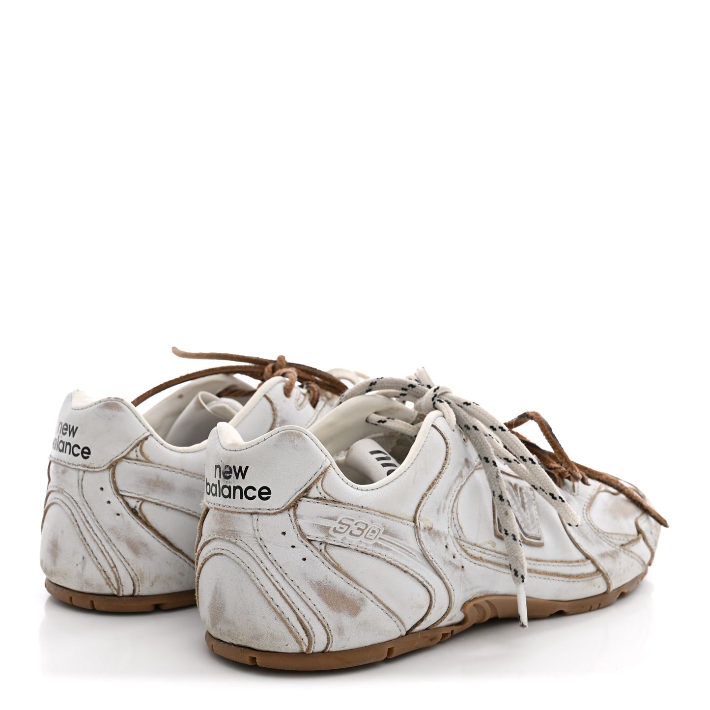 X NEW BALANCE Bleached Calfskin 530 SL Sneakers 39 White
