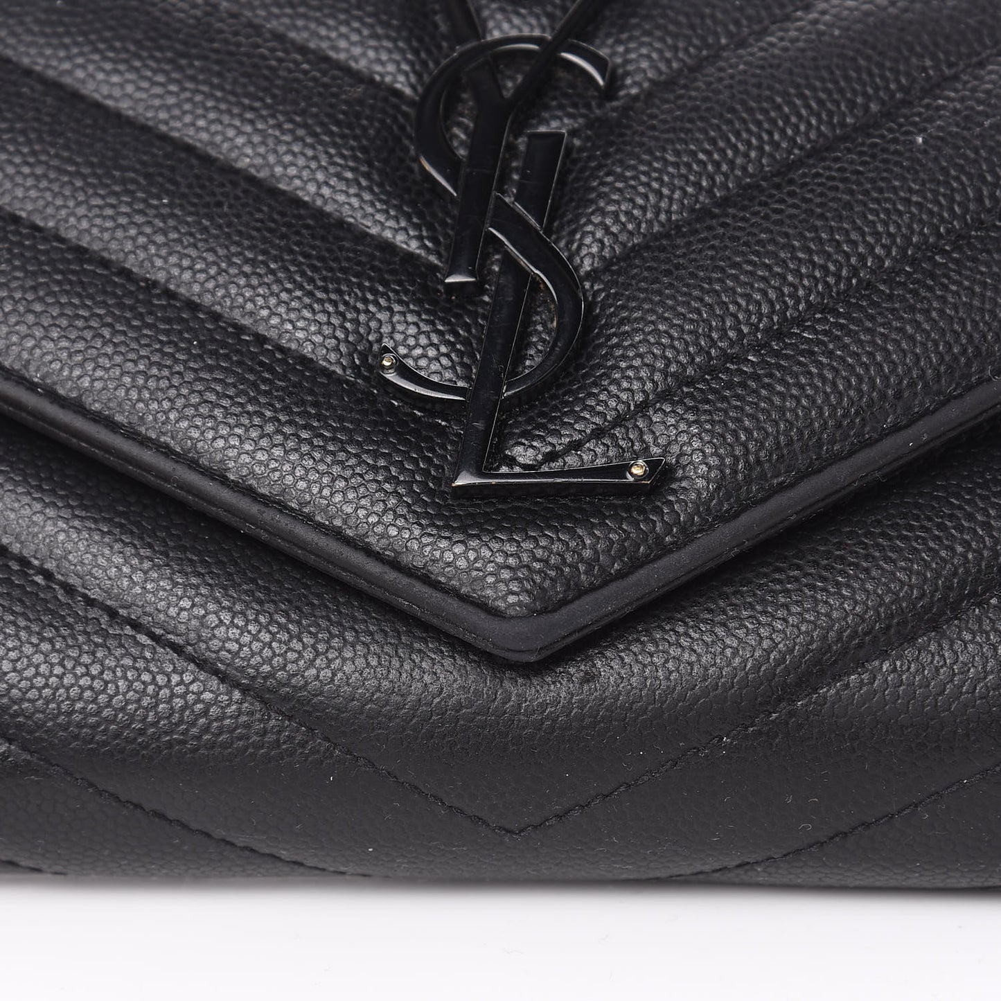 Grain De Poudre Matelasse Chevron Monogram Flap Wallet Black