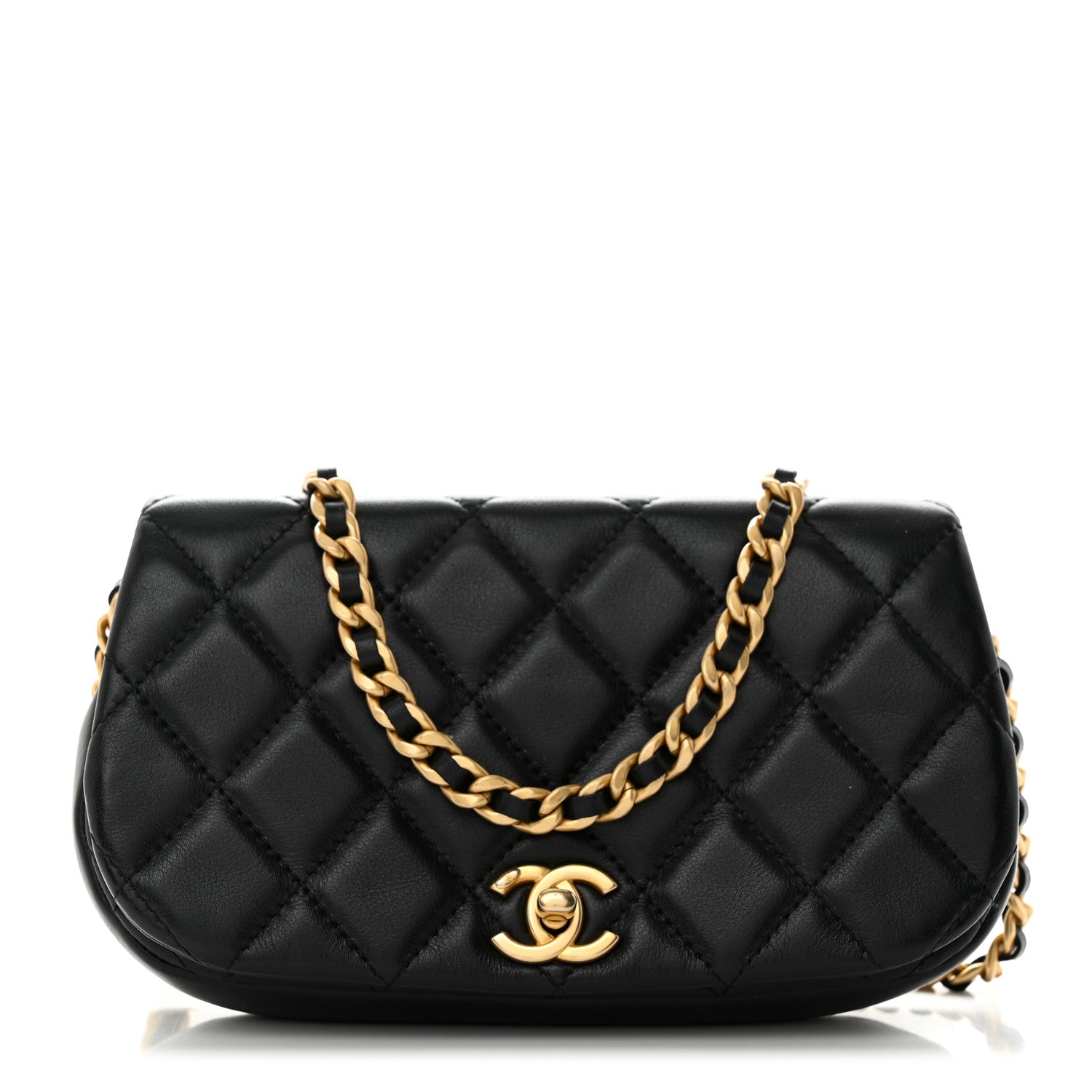Chanel Calfskin Quilted Coco Mail Clutch With Chain Black 1 of 12