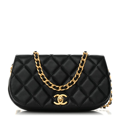 Chanel Calfskin Quilted Coco Mail Clutch With Chain Black 1 of 12