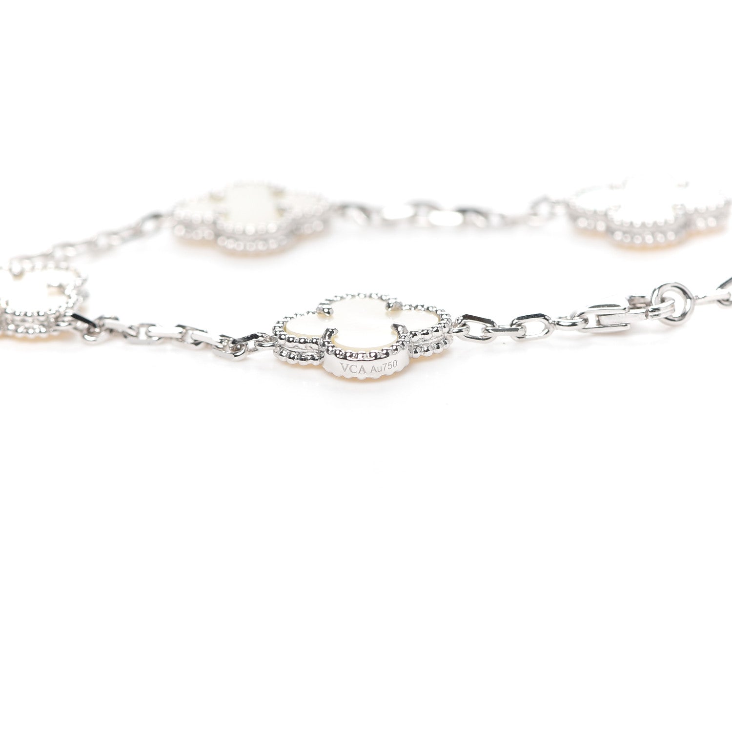 Van Cleef & Arpels 18K White Gold Mother of Pearl 5 Motifs Vintage Alhambra Bracelet 5 of 7