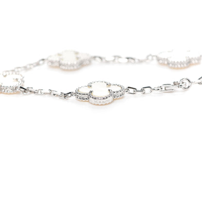 Van Cleef & Arpels 18K White Gold Mother of Pearl 5 Motifs Vintage Alhambra Bracelet 5 of 7