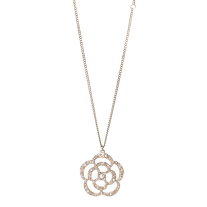 Chanel Crystal Pearl Camellia Necklace Gold 1 of 4