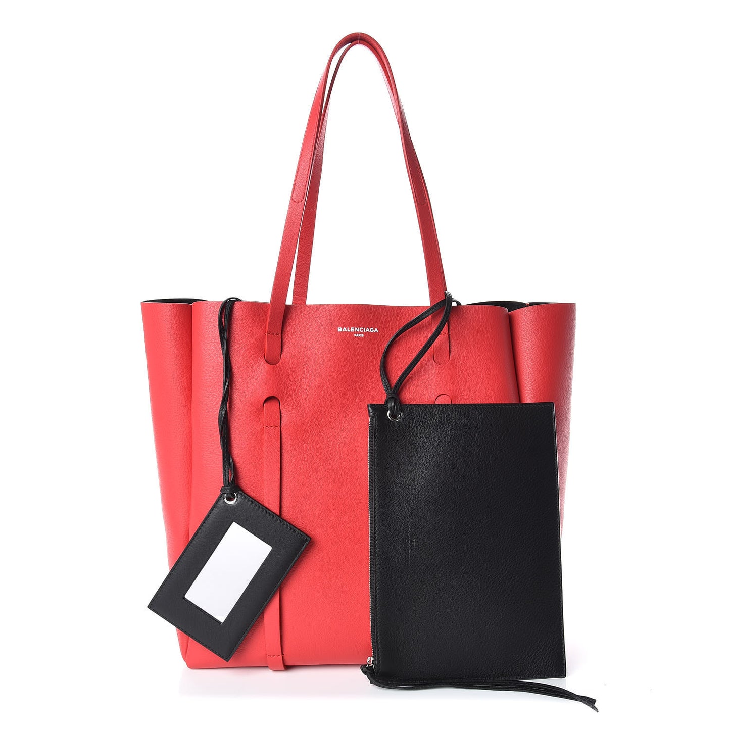 Veau Baltimore Double Sided Small Everyday Tote Rouge Vermeil Black