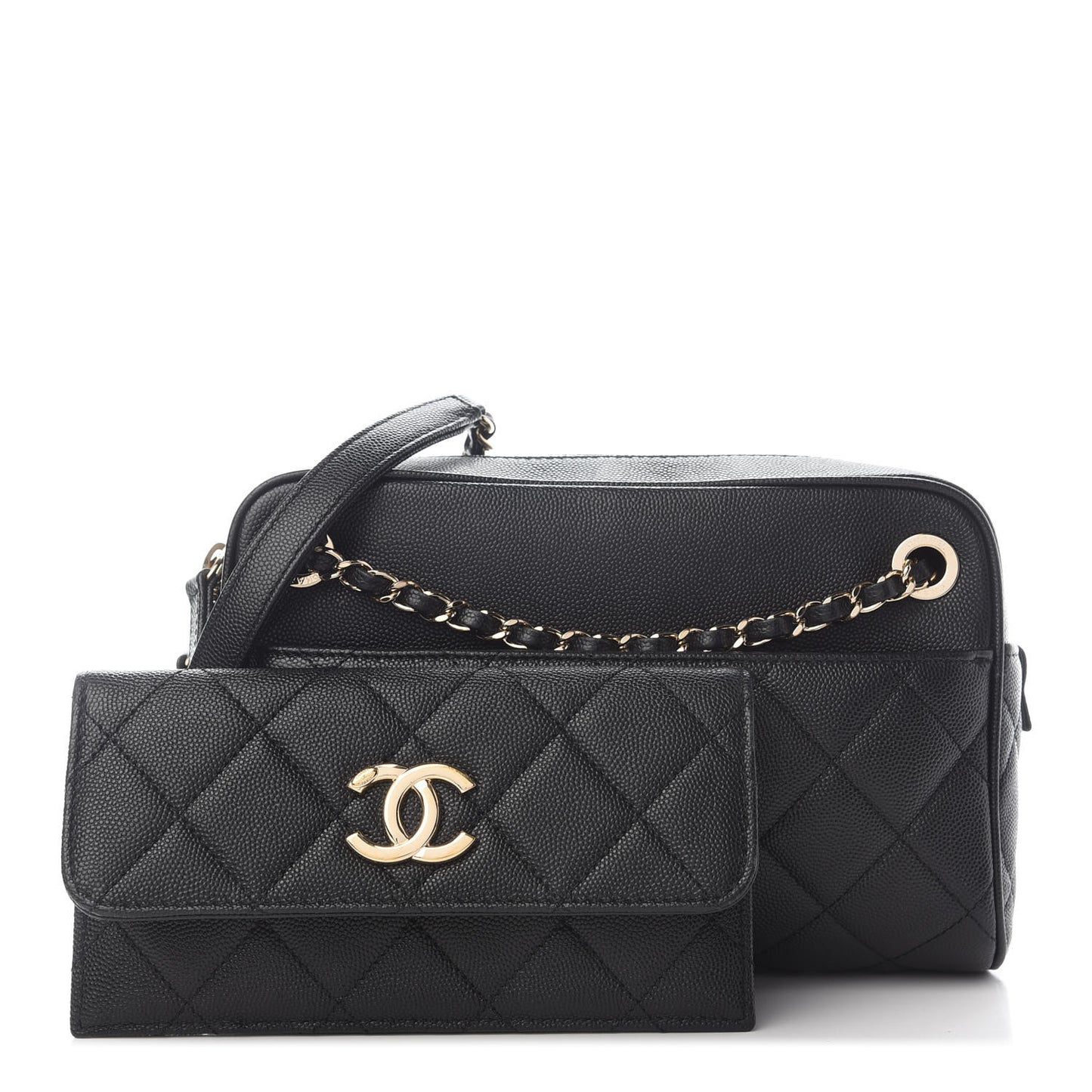 Caviar Quilted Small In & Out Camera Case Black