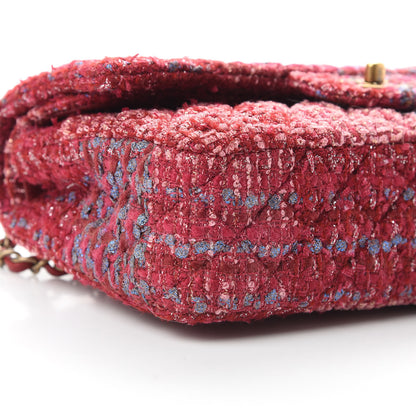 Chanel Tweed Quilted Medium Double Flap Red 10 of 12
