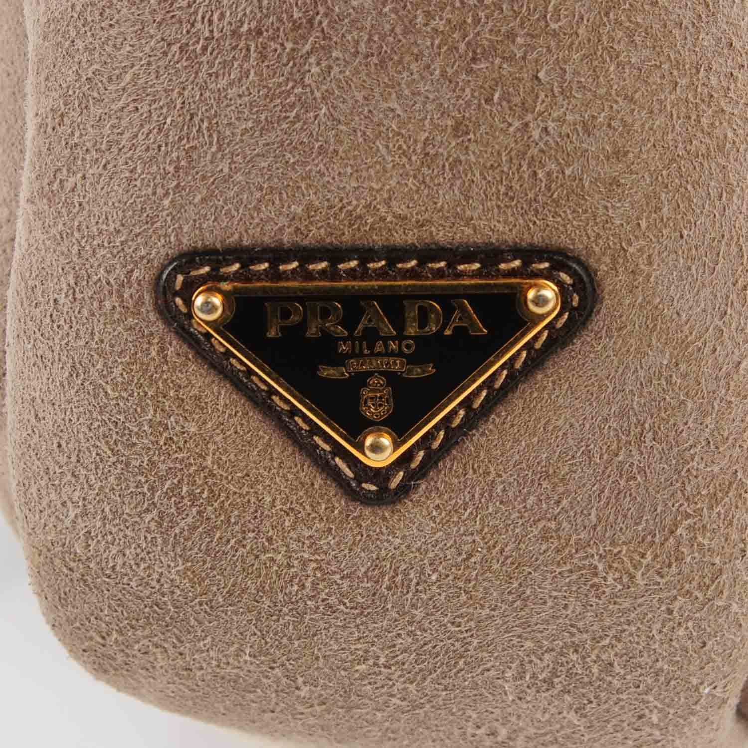 Prada Mink Suede Large Merinos Scamosciato Tote Fango 7 of 10
