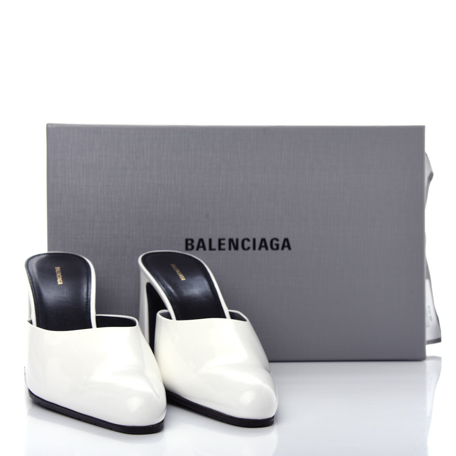 Balenciaga Patinated Calfskin Mule Pumps 40 Optic White 11 of 11