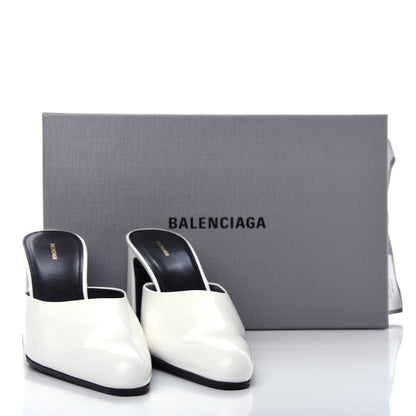 Balenciaga Patinated Calfskin Mule Pumps 40 Optic White 11 of 11
