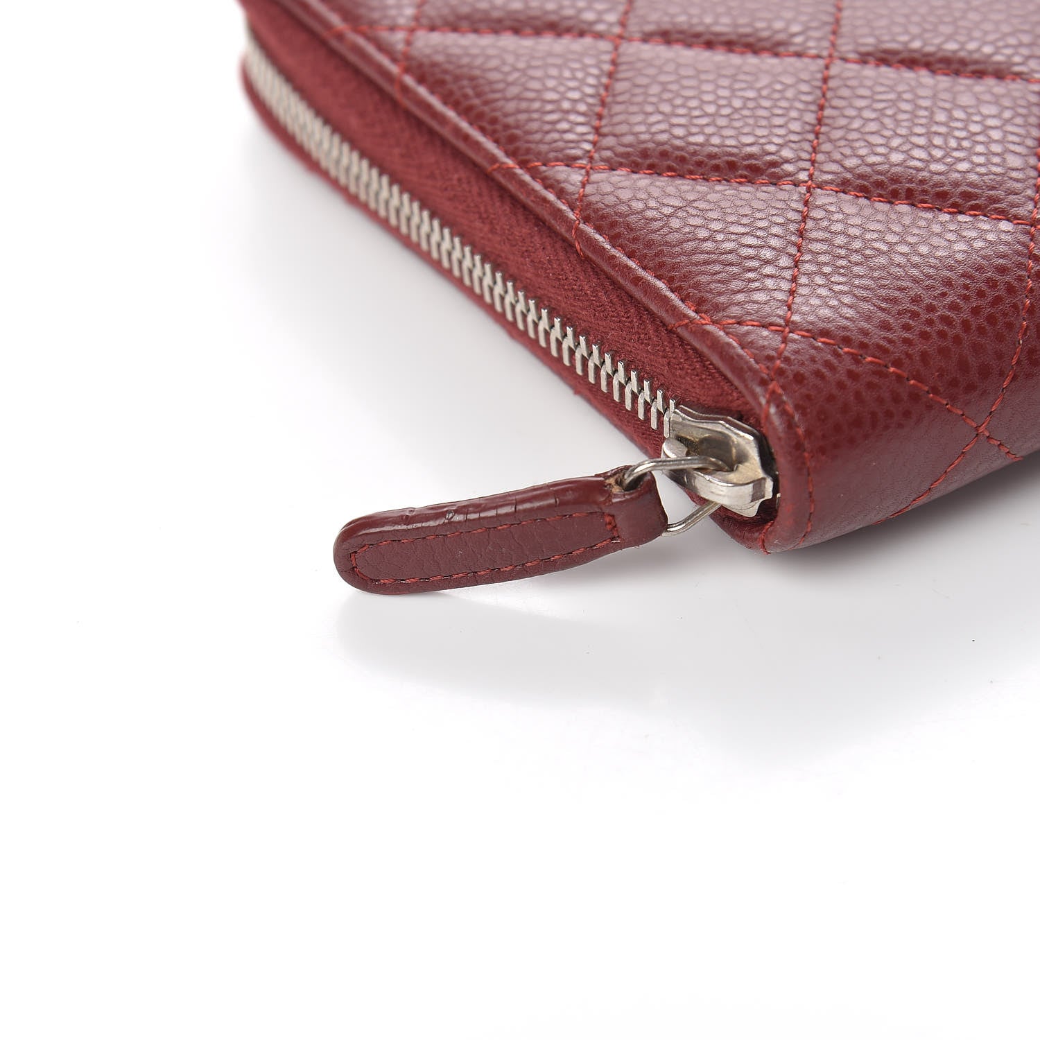 Chanel Caviar Quilted Large Zip Around Organizer Wallet Dark Red 7 of 14