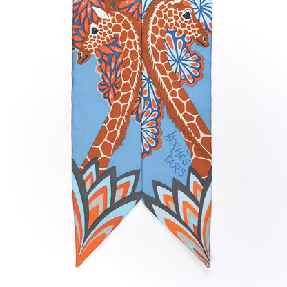 Hermes Silk The Three Graces Twilly Bleu Jean Orange Rouille 2 of 4
