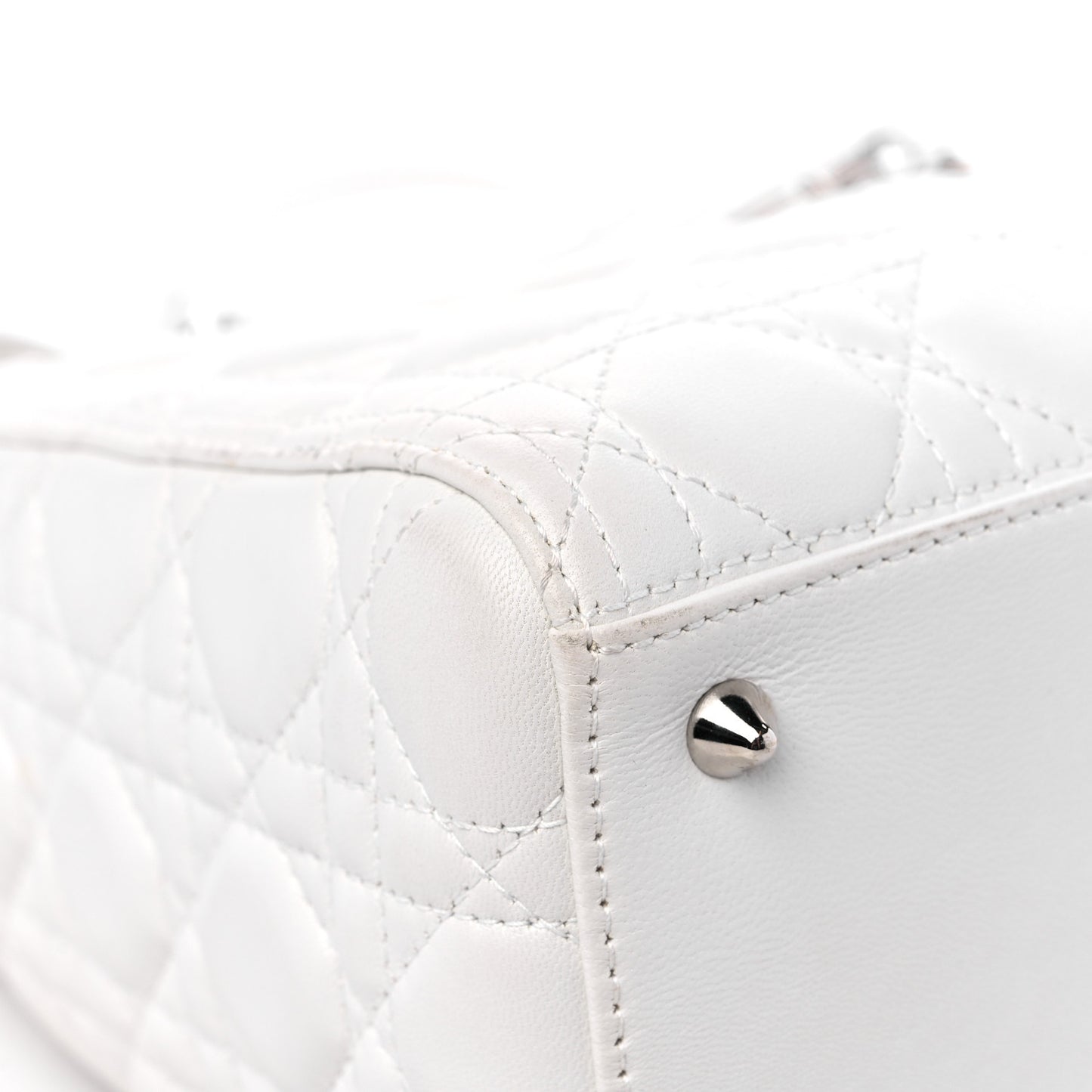 Lambskin Cannage Medium Lady Dior White