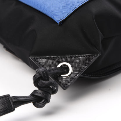 Prada Tessuto Nylon Saffiano Whale Drawstring Pocket Backpack Black Marea 9 of 9
