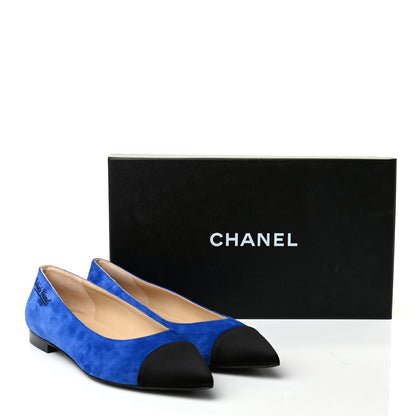 Chanel Suede Satin Cap Toe Gabrielle Ballerina Flats 39 Royal Blue Black 9 of 9