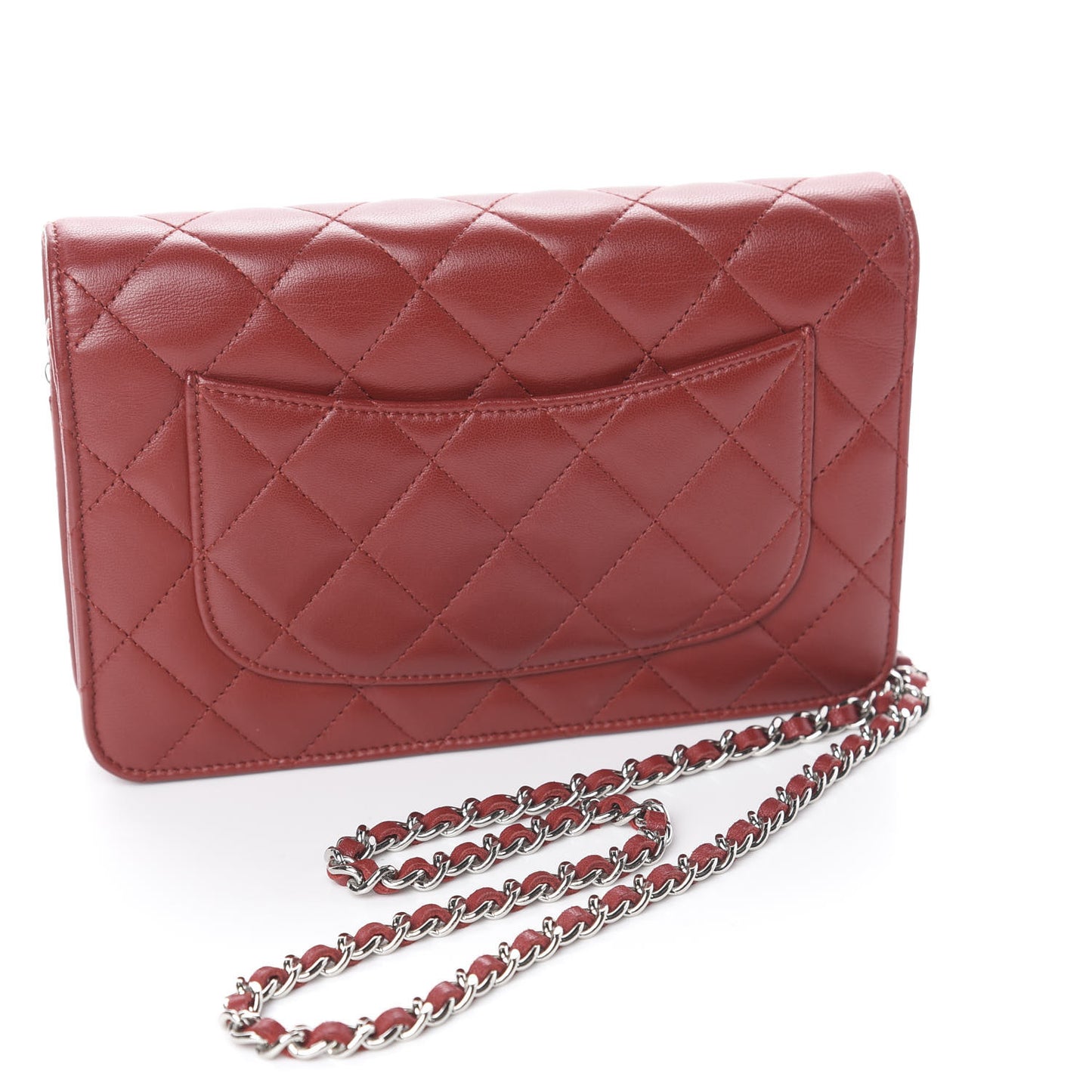 Lambskin Quilted Wallet On Chain WOC Red